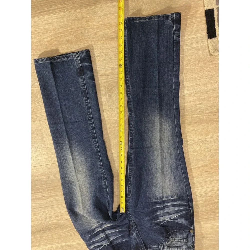 Vintage G TTON Skull Embroidered Mens Jeans Sz 34 X 30 Skate Goth Skinny Fit